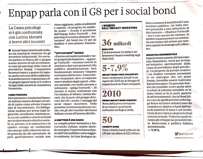 Sole24Ore ENPAP - Social Impact Bond